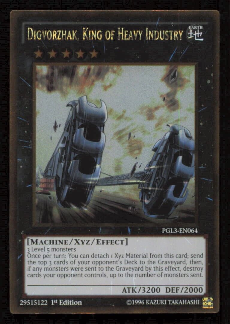 DIGVORZHAK KING OF HEAVY INDUSTRY PGL3 EN064 YUGIOH CARD ENGLISH GOLDA RARE NM