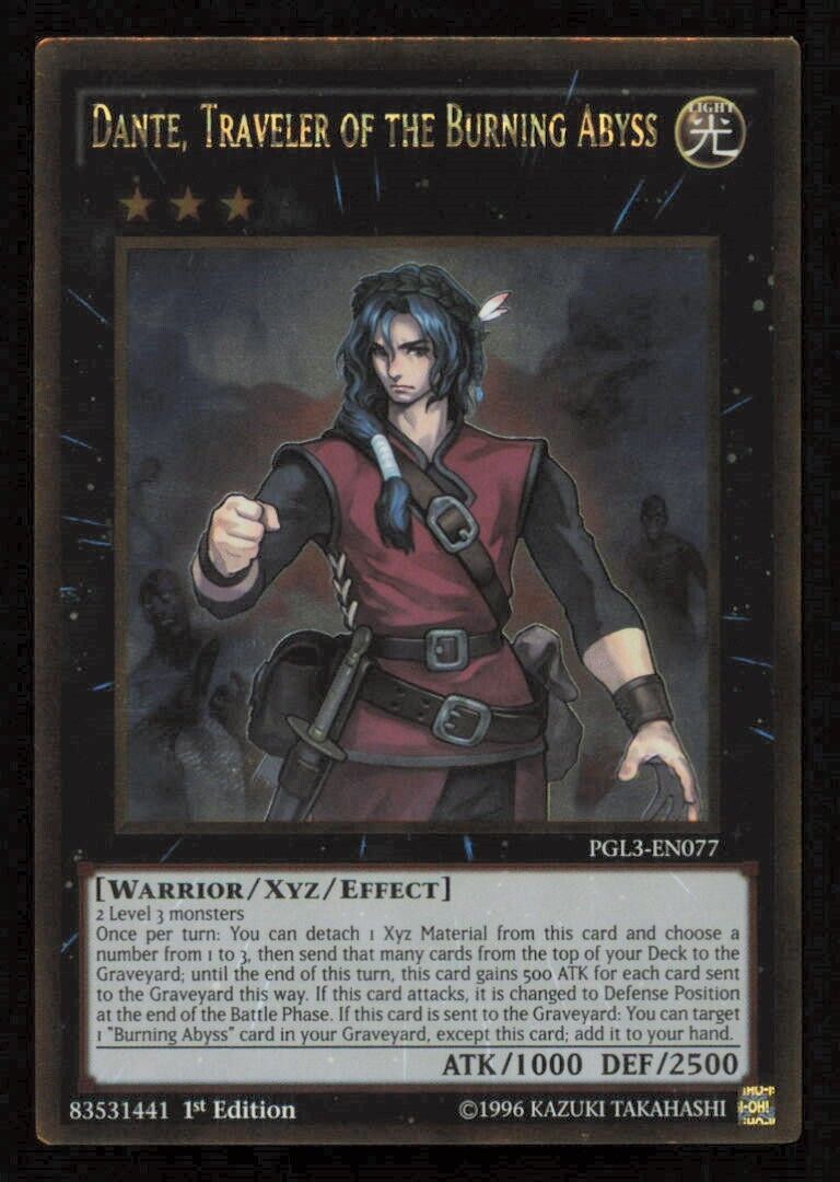 DANTE, TRAVELER OF THE BURNING ABYSS PGL3 EN077 YUGIOH ENGLISH GOLD RARE NM