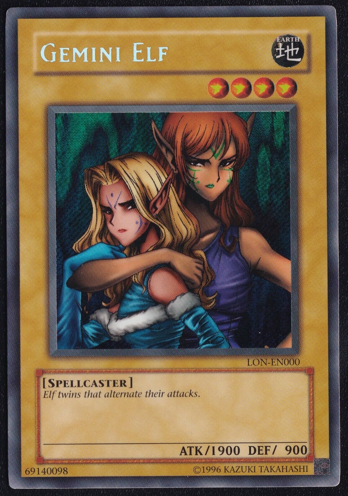 Yugioh - Gemini Elf LON-EN000 MP Unlimited Secret Rare - PLAYED