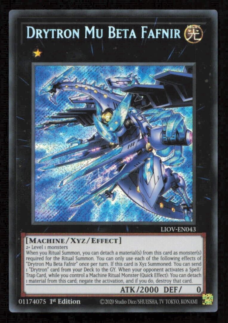 DRYTRON MU BETA FAFNIR YUGIOH CARD ENGLISH HOLO SECRET RARE 1st ED NM