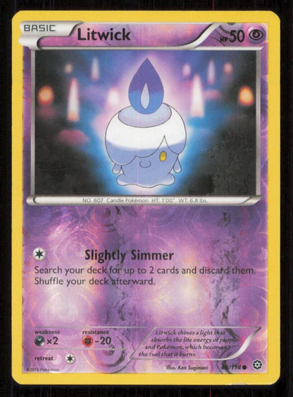 LITWICK 48/114 POKEMON CARD ENGLISH XY STEAM SIEGE REVERSE COMMON DAMAGED