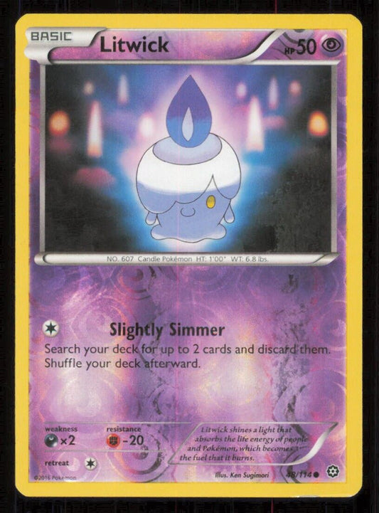 LITWICK 48/114 POKEMON CARD ENGLISH XY STEAM SIEGE REVERSE COMMON DAMAGED