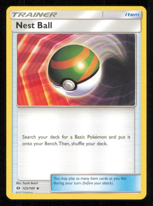 NEST BALL 123/149 POKEMON CARD ENGLISH  SM BASE SET TRAINER  NM