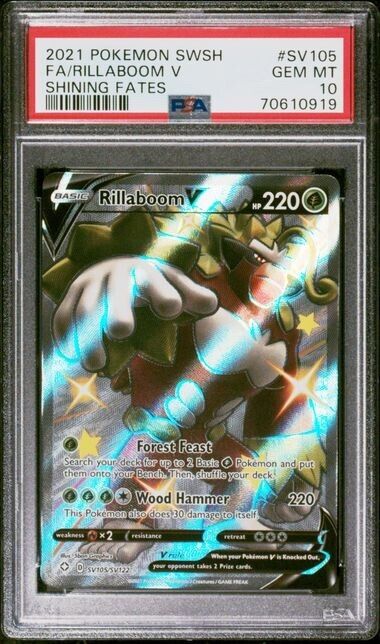 RILLABOOM V SV105/SV122 PSA 10 POKEMON CARD ENGLISH SWSH SHINING FATES FULL ART 