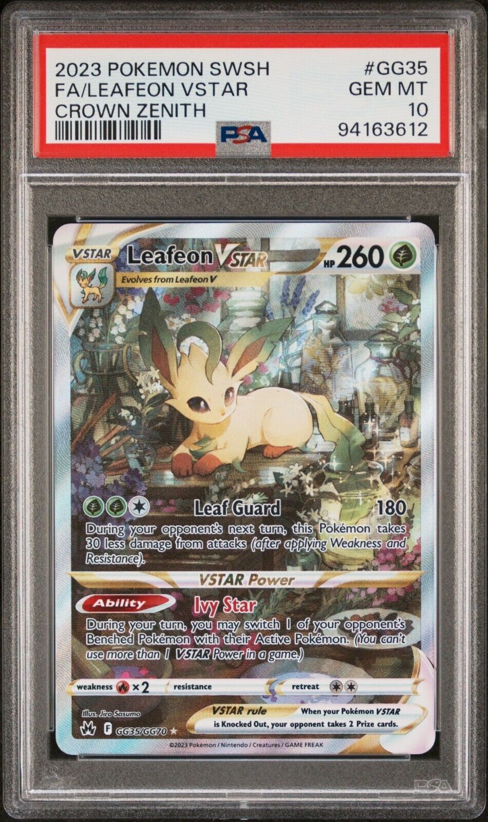 LEAFEON VSTAR GG35/GG70 PSA 10 POKEMON CARD ENGLISH SWSH CROWN ZENITH FULL ART