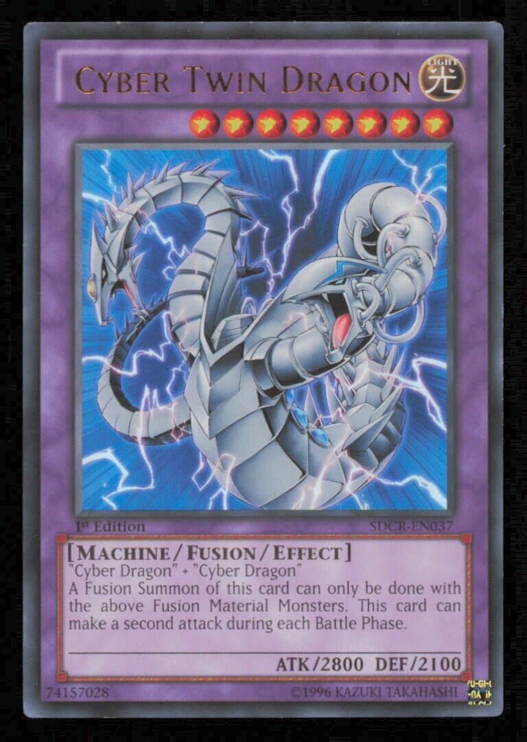 CYBER TWIN DRAGON SDCR-EN037 YUGIOH CARD ENGLISH HOLO ULTRA RARE 1st ED NM