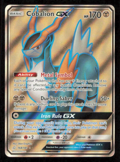 Cobalion GX 168/181 POKEMON CARD ENGLISH SM TEAM UP FULL ART ULTRA RARE HOLO NM