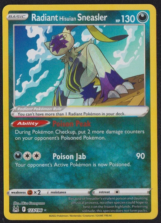 Radiant Hisuian Sneasler 123/196 POKEMON CARD ENGLISH LOST ORIGIN HOLO SHINY NM