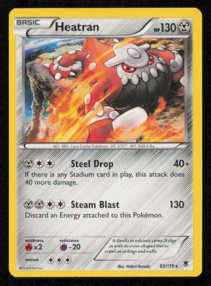 Heatran 63/119 POKEMON CARD ENGLISH XY PHANTOM FORCES HOLO RARE - DAMAGED