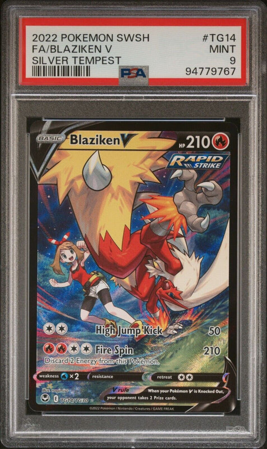 BLAZIKEN V TG14/TG30 PSA 9 POKEMON CARD ENGLISH SWSH SILVER TEMPEST FULL ART