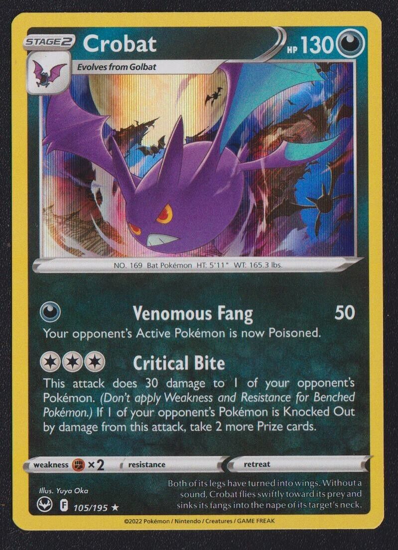 Crobat 105/195 POKEMON CARD ENGLISH SWSH SILVER TEMPEST HOLO RARE - NM