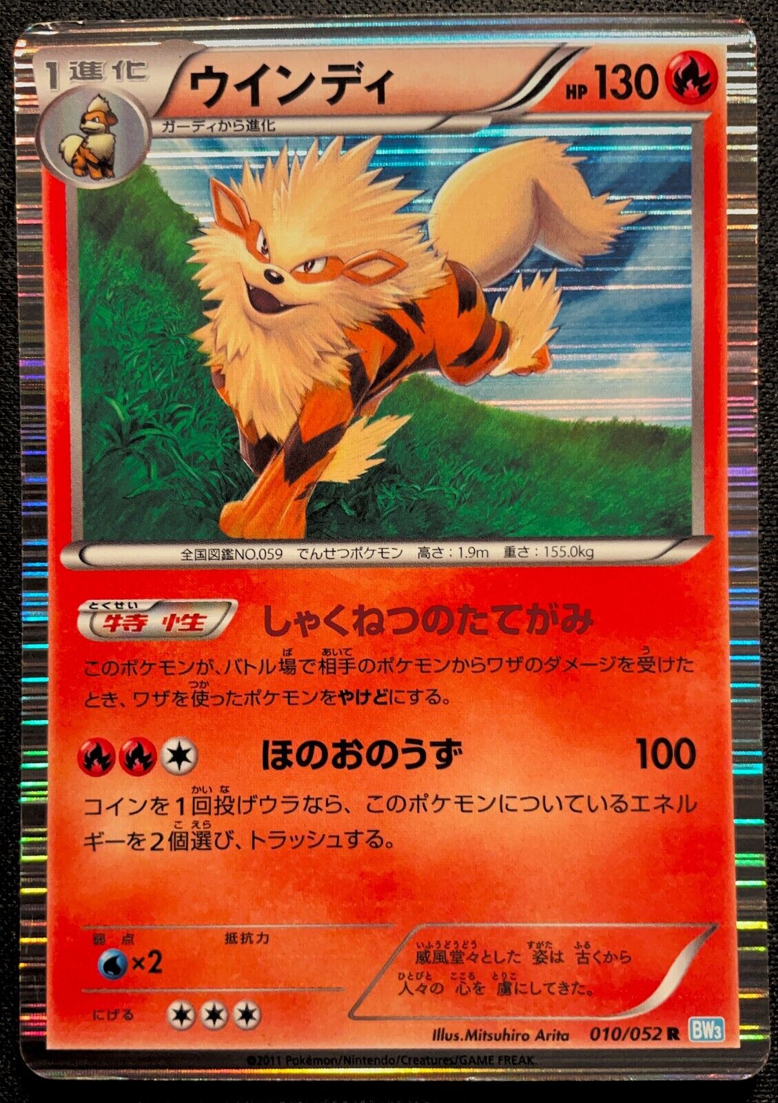 ARCANINE 010/052 BW3 HAIL BLIZZARD POKEMON JAPANESE HOLO RARE