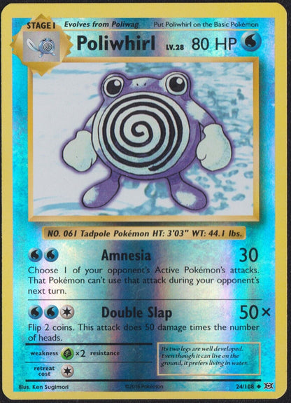 Poliwhirl 24/108 U POKEMON CARD ENGLISH XY EVOLUTIONS REVERSE HOLO UNCOMMON