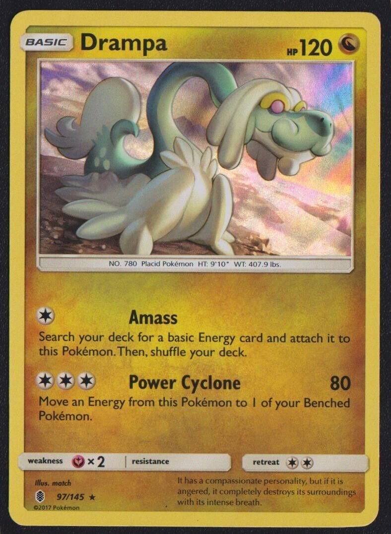 DRAMPA 97/145 POKEMON CARD ENGLISH S&M GUARDIANS RISING HOLO RARE - LP