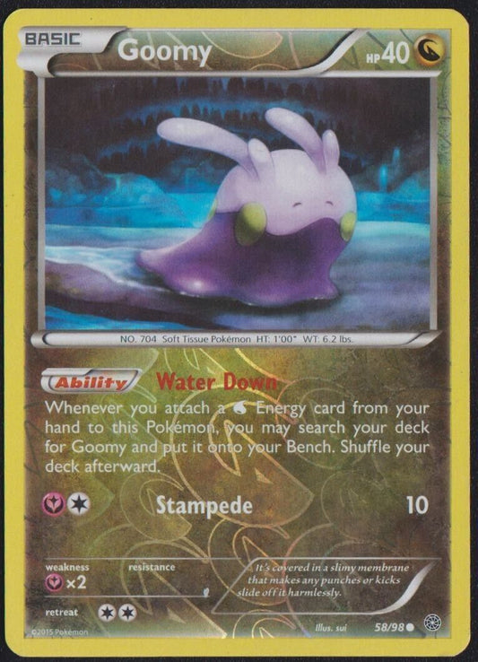 Goomy 58/98 POKEMON CARD ENGLISH XY ANCIENT ORIGINS REVERSE HOLO - DAMAGED