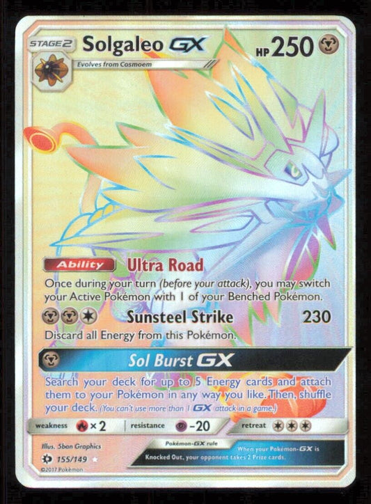 Solgaleo GX 155/149 POKEMON CARD ENGLISH SUN & MOON BASE SET HYPER RARE LP