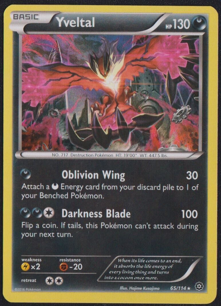 Yveltal 65/114 POKEMON CARD ENGLISH XY STEAM SIEGE HOLO RARE - NM