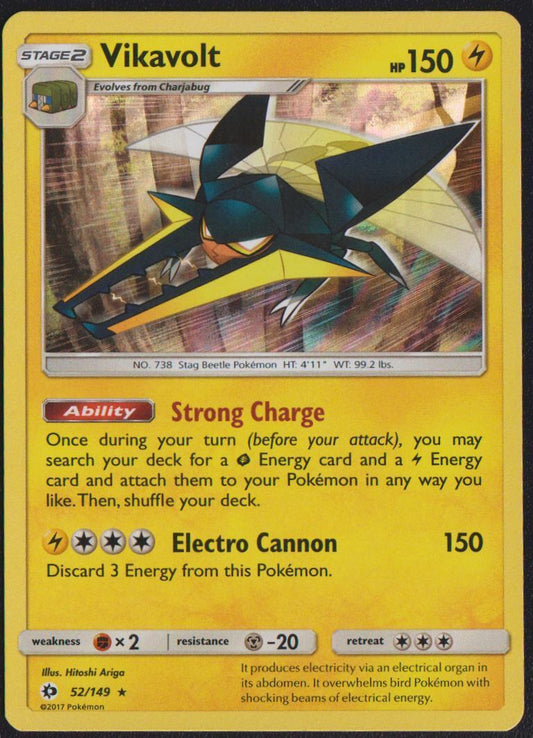 Vikavolt 52/149 POKEMON CARD ENGLISH SUN & MOON BASE SET HOLO RARE