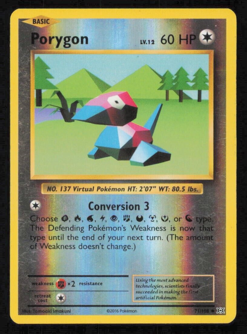 Porygon 71/108 POKEMON CARD ENGLISH XY EVOLUTIONS REVERSE HOLO - DAMAGED