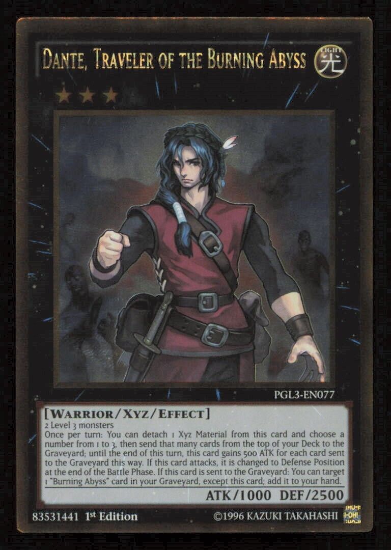 DANTE, TRAVELER OF THE BURNING ABYSS PGL3 EN077 YUGIOH ENGLISH GOLD RARE NM 