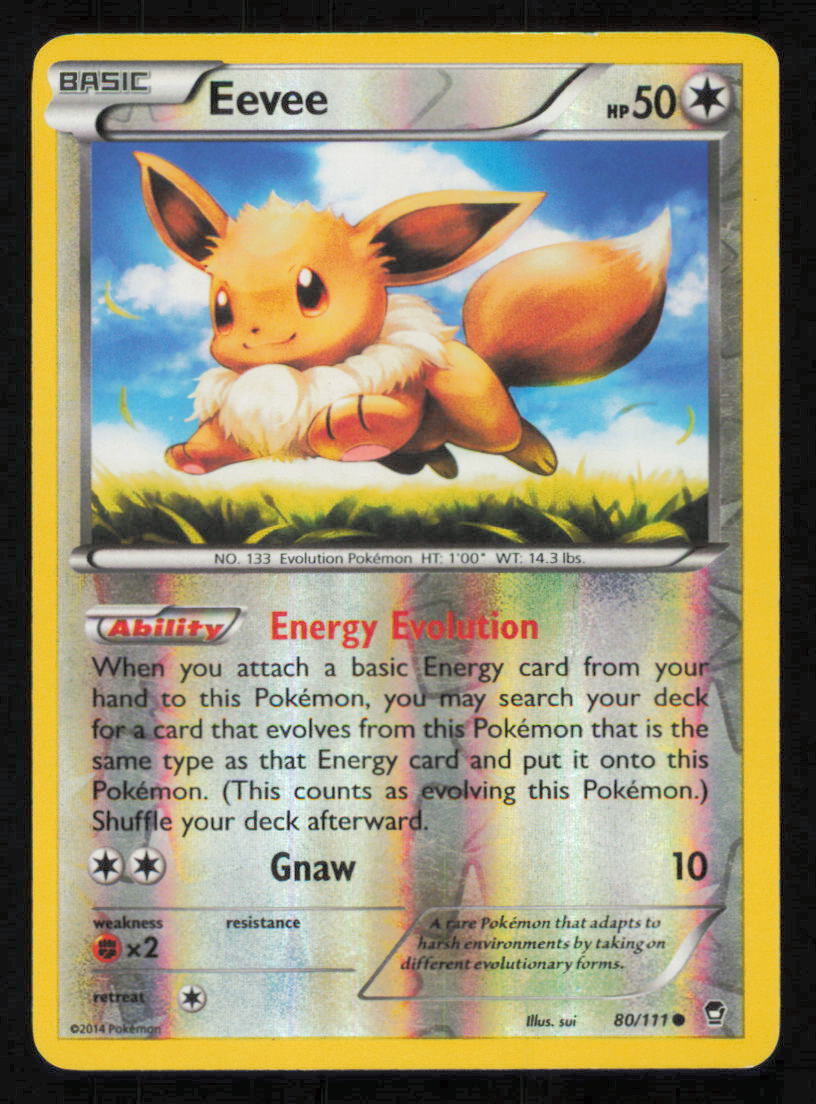 Eevee 80/111 POKEMON CARD ENGLISH XY FURIOUS FISTS REVERSE HOLO COMMON