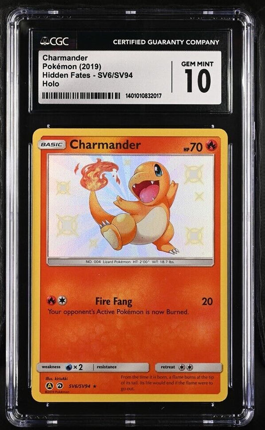 Charmander  SV6/SV94 CGC 10 Pokémon TCG  Hidden Fates Holo Shiny Holo Rare