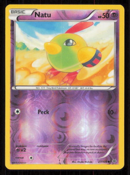 NATU 27/108 POKEMON CARD ENGLISH XY ROARING SKIES REVERSE COMMON DAMAGED