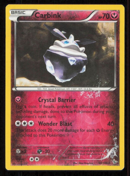 CARBINK 68/106 POKEMON CARD ENGLISH XY FLASHFIRE REVERSE COMMON DAMAGED