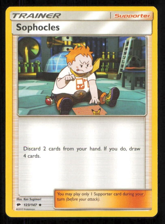 SOPHOCLES 123/147 POKEMON CARD ENGLISH SM BURNING SHADOWS TRAINER NM