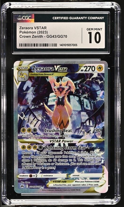 Zeraora VSTAR GG43/GG70 CGC 10 POKEMON CARD JAPANESE CROWN ZENITH GALLARIAN PSA