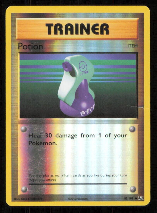 POTION 83/108 POKEMON CARD ENGLISH  XY EVOLUTIONS TRAINER REVERSE DAMAGED