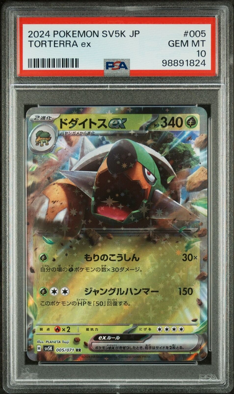 Torterra ex 005/071 PSA 10 POKEMON CARD JAPANESE SV5k WILD FORCE HOLO ULTRA RARE