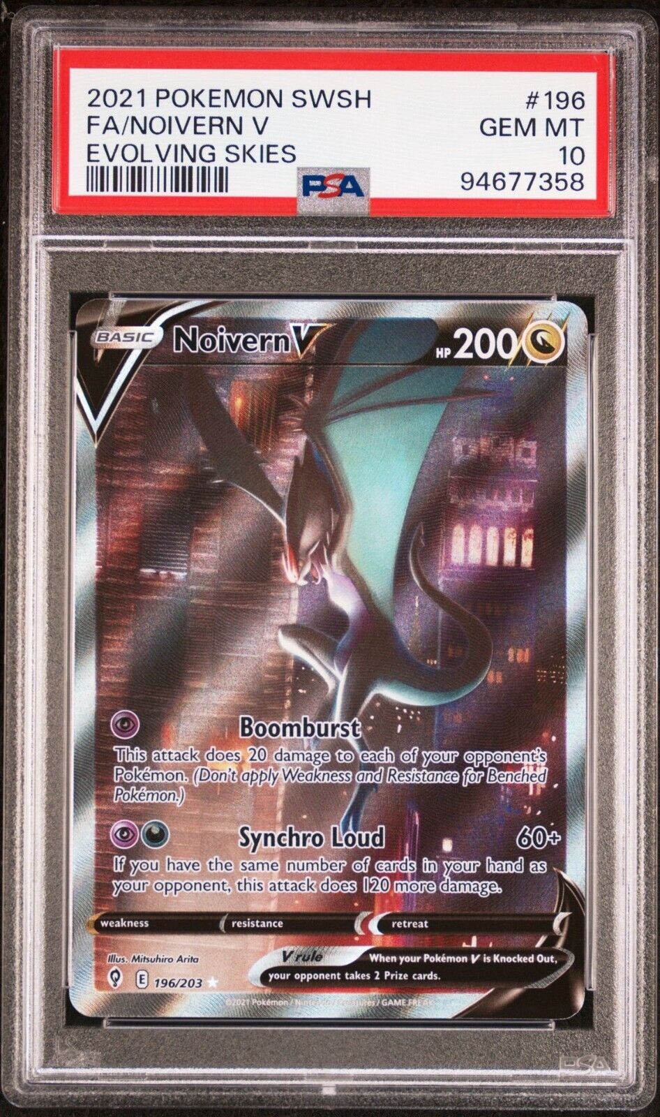 NOIVERN V 196/203 PSA 10 POKEMON CARD ENGLISH SWSH EVOLVING SKIES FULL ALT ART