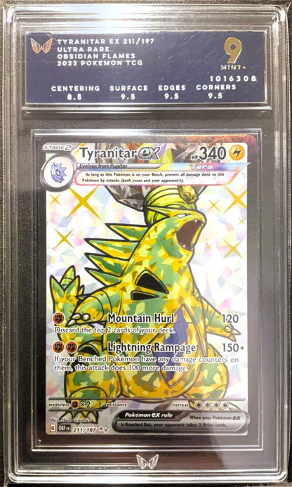 Tyranitar ex SV03: Obsidian Flames 211/197 Ark 9 MINT + GRADED POKEMON CARD