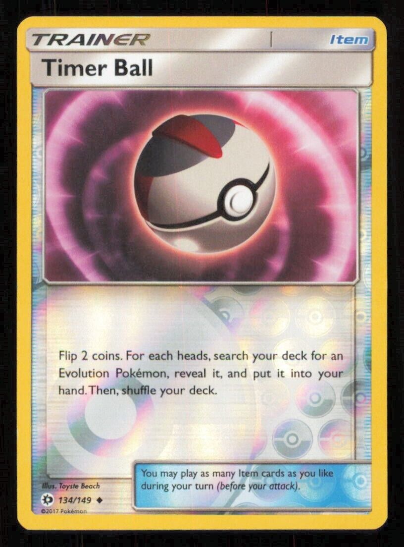 TIMER BALL 134/149 POKEMON CARD ENGLISH  SM BASE SET REVERSE TRAINER NM