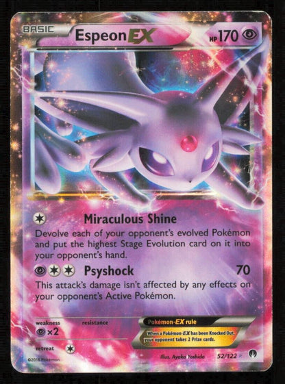 Espeon EX 52/122 POKEMON CARD ENGLISH XY BREAKPOINT HOLO ULTRA RARE DAMAGED