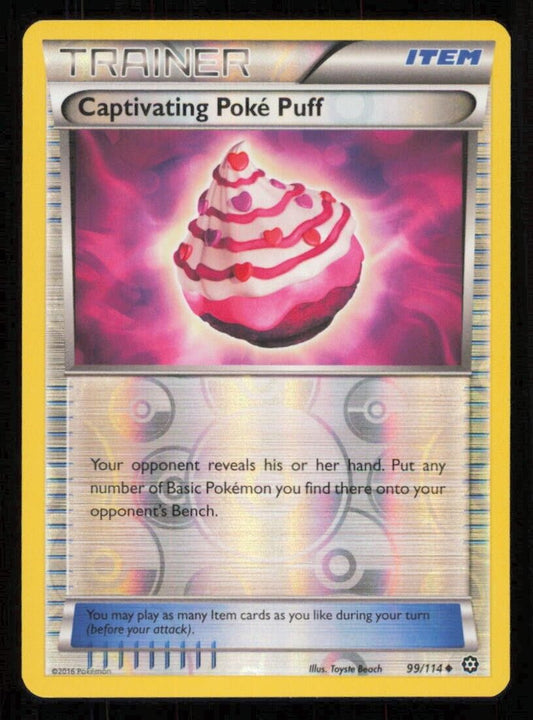 CAPTIVATING POKE PUFF 99/114 POKEMON CARD ENGLISH XY STEAM SIEGE REVERSE LP