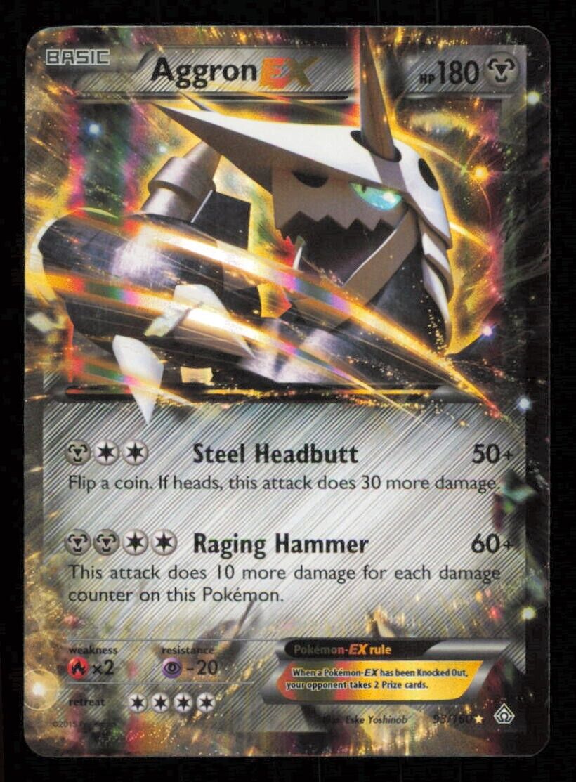 AGGRON EX 98/160 POKEMON CARD ENGLISH XY PRIMAL CLASH HOLO ULTRA RARE LP 