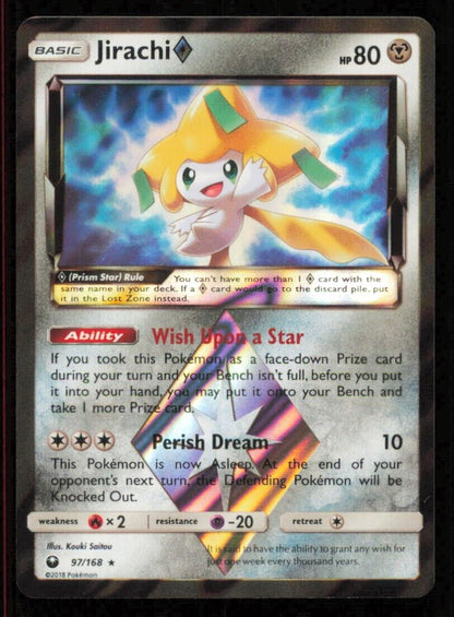 Jirachi 97/168 POKEMON CARD ENGLISH SM CELESTIAL STORM PRISM HOLO NM