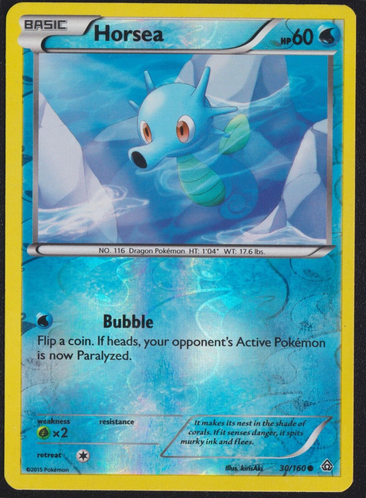 Horsea  30/160 C POKEMON CARD ENGLISH XY PRIMAL CLASH REVERSE HOLO COMMON