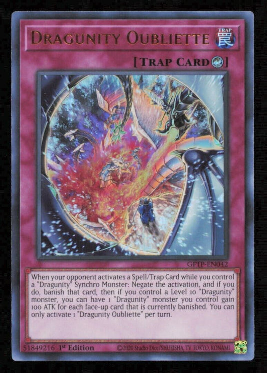 DRAGUNITY OUBLIETTE GFTP-EN042 YUGIOH CARD ENGLISH HOLO ULTRA RARE 1st ED NM