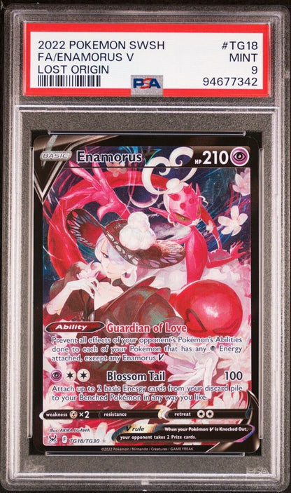 ENAMORUS V TG18/TH30 PSA 9  POKEMON CARD ENGLISH SWSH LOST ORIGIN FULL ART