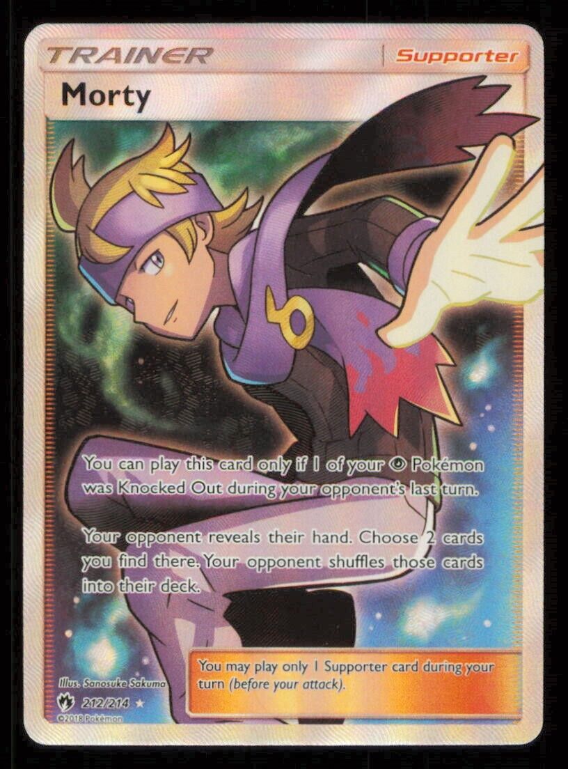 MORTY 212/214 POKEMON CARD ENGLISH SM LOST THUNDER FULL ART TRAINER LP-NM