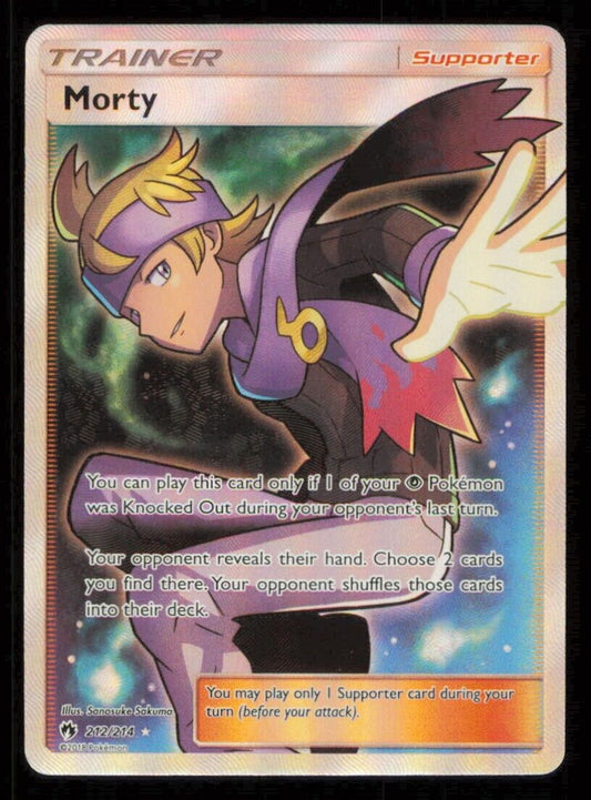 MORTY 212/214 POKEMON CARD ENGLISH SM LOST THUNDER FULL ART TRAINER LP-NM