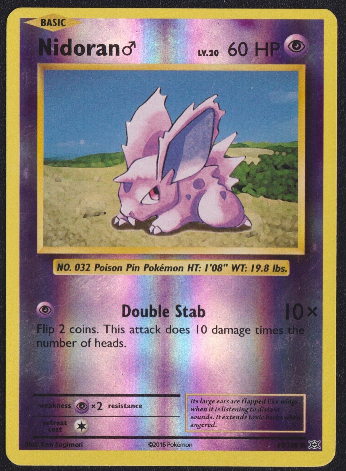 Nidoran 43/108 POKEMON CARD ENGLISH XY EVOLUTIONS REVERSE HOLO COMMON