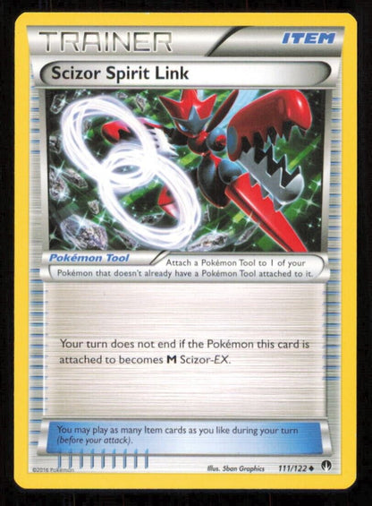 SCIZOR SPIRIT LINK 111/122 POKEMON CARD ENGLISH XY BREAKPOINT TRAINER  NM