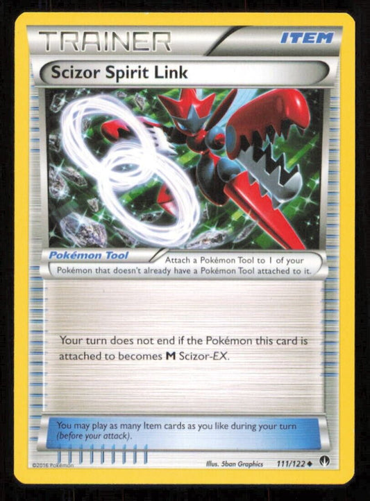 SCIZOR SPIRIT LINK 111/122 POKEMON CARD ENGLISH XY BREAKPOINT TRAINER  NM
