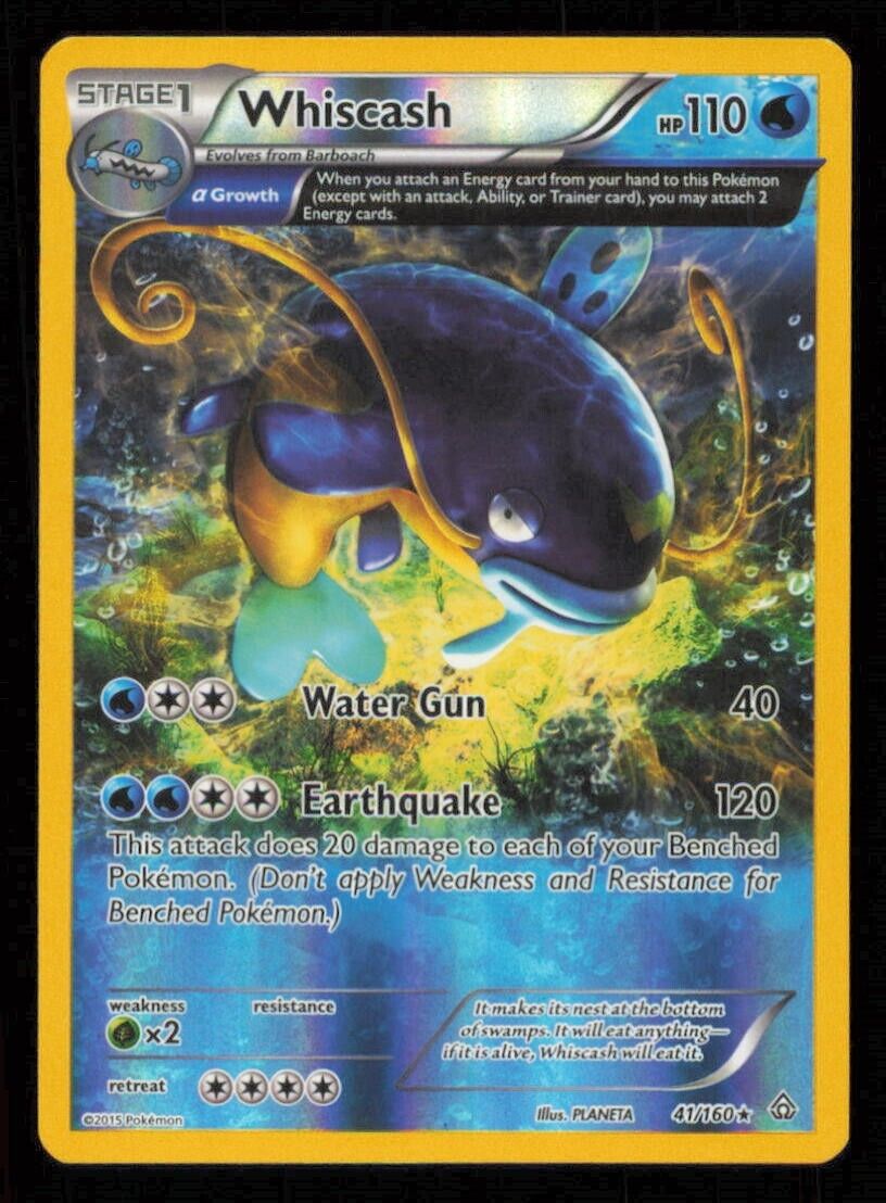 WHISCASH 41/160 POKEMON CARD ENGLISH XY PRIMAL CLASH FULL ART HOLO RARE NM