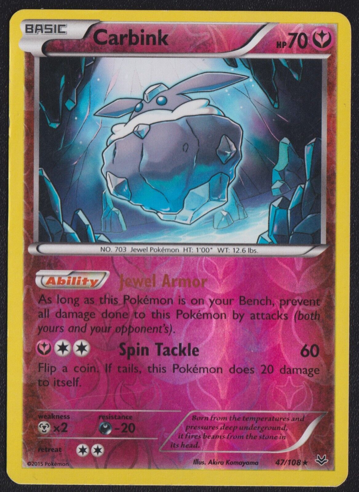 Carbink 47/108 POKEMON CARD ENGLISH XY ROARING SKIES REVERSE HOLO