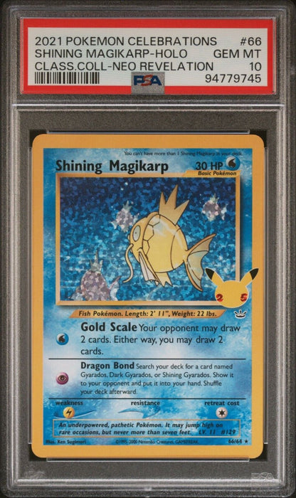 SHINING MAGIKARP 66/64 PSA 10 POKEMON CARD ENGLISH SWSH CELEBRATIONS HOLO RARE